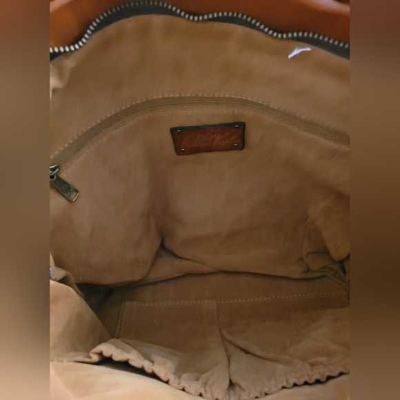 - Patricia Nash Carducci Pocket Tote Brown Tan Smooth Leather Handbag ZIP … - Picture 4 of 7